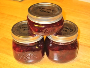 Jars of cranberry sauce
