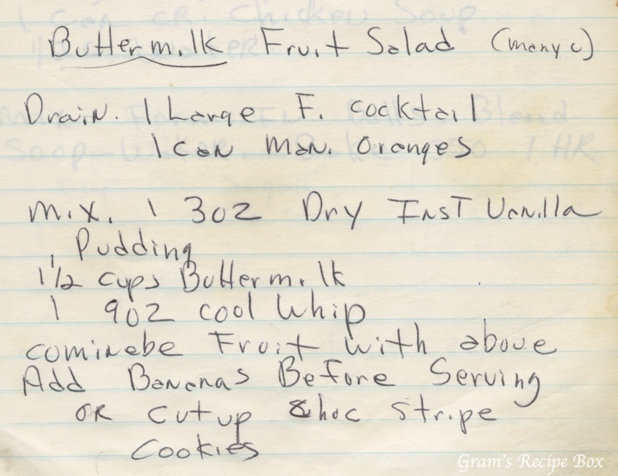Buttermilk Fruit Salad (Mary C) Gram's Recipe Box